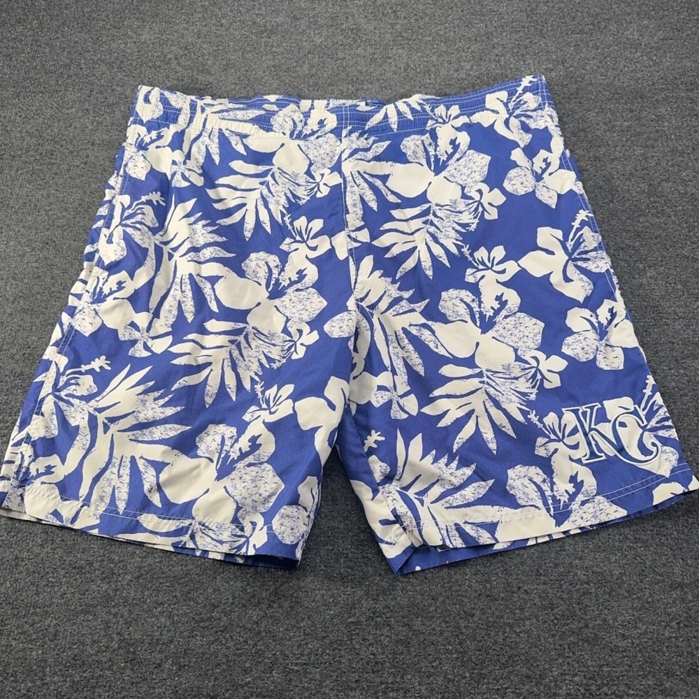 MLB Kansas City Royals Swim Trunks Mens XXL Blue White Hibiscus Board Shorts